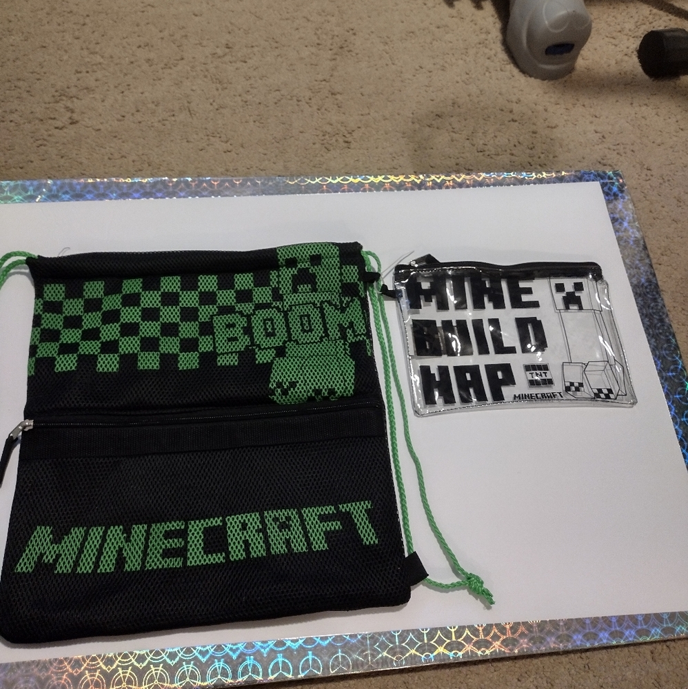 Minecraft Drawstring Bag with Medium Sized Pouch
